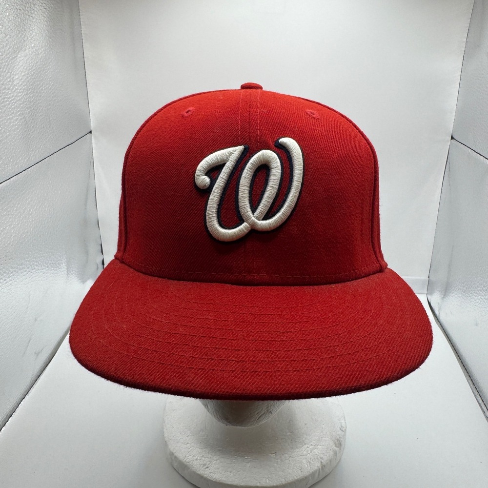 Washington Nationals Hat Red Fitted Size 7 New Era 59FIFTY MLB On Field Cap